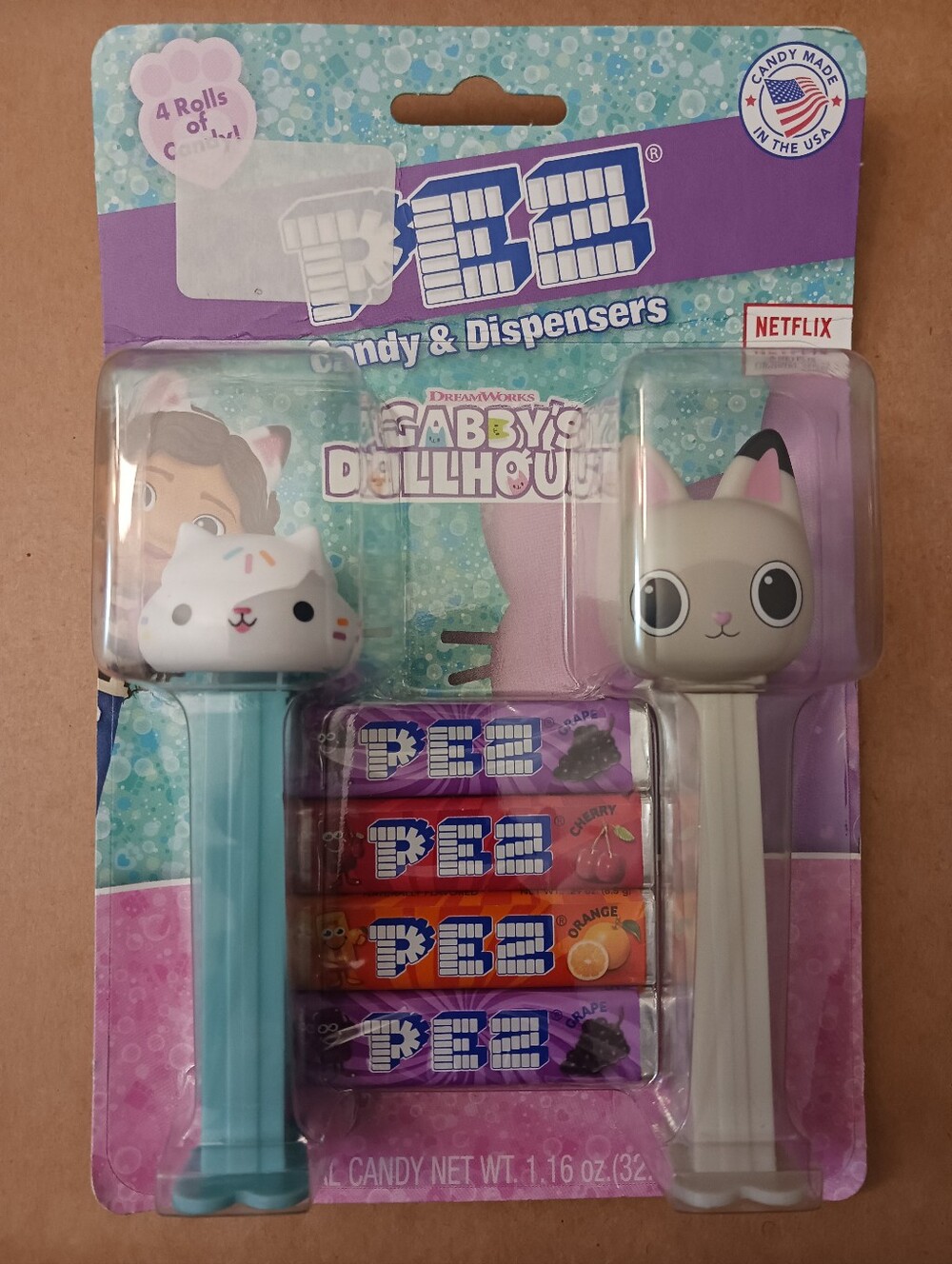 2023 GABBY'S DOLLHOUSE Pez Gift Set PANDY PAWS & CAKEY CAT